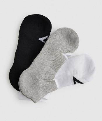 Gymshark Ankle 3pk Strumpor Herr Vita Ljusgrå Svarta | SE 3273CTV